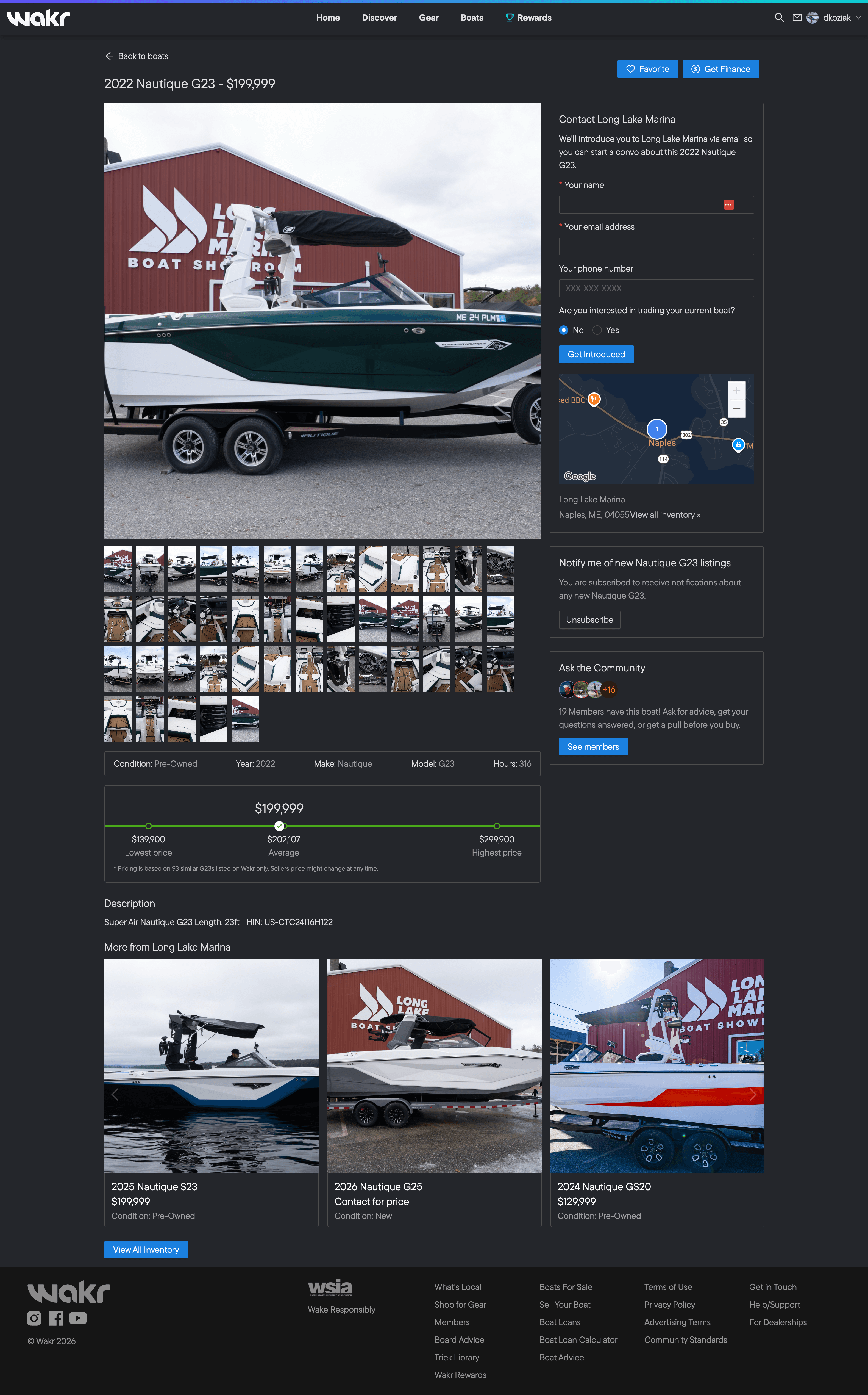 Wakr consumer browsing boats and dealer inventory